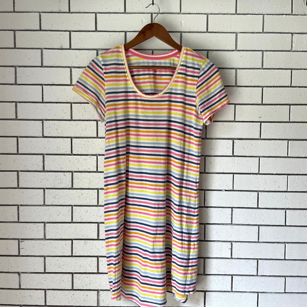 Victoria's Secret Striped Cotton Sleep Shirt Pink Yellow Blue L Large